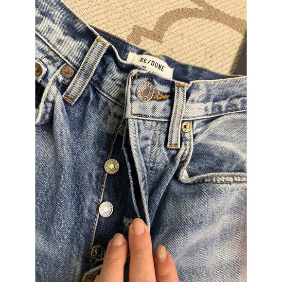 RE/DONE Super High Drainpipe Destroy Wrecking Blue Jeans, size 23, MSRP $325 - Picture 8 of 15
